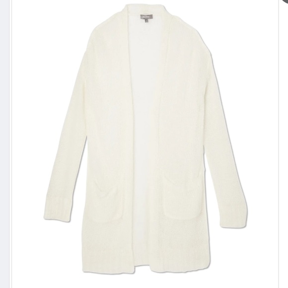 knitted Cream Open Front Cardigan with side Slits - Picture 4 of 12